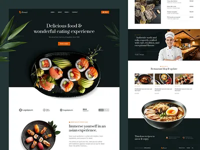 Bamzi sushi & ramen luxury restaurant template app bamzi food framer hote landing landingpage luxury ramen restaurant service sushi template uikit website