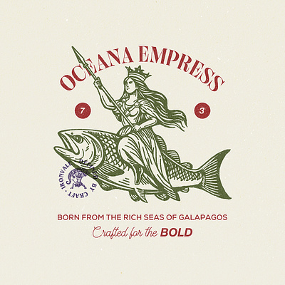 Vintage Hand Drawn Oceana Empress Illustration branding engraving fish graphic design handdrawn ironvale logo logoengraving logoillustration queenlogo retro retrologo salmon seafoodlogo tuna vintage vintagedesign vintageillustration vintagelogo vintagesalmon