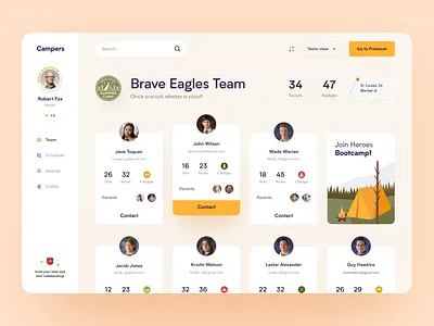 Scout School Dashboard 야애니 interface product service startup ui ux web website 야애니