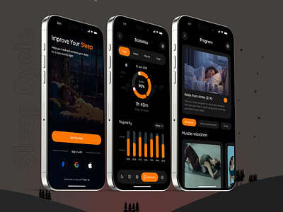 Sleep Cycle Mobile app dark mode app fitness design app health fitness app health mobile app health tracker heathcare app meditation app meditation mobile app mental health mobile app progress tracker sleep sleep cycle app sleep mobile app sleep tracker sleeping app tracker smart alarm app therapy app tracker tracking