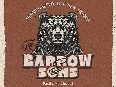 Vintage Hand Drawn Barrow ans Sons Leather Goods Illustration bear bearillustration bearlogo branding brandingillustration graphic design handdrawn handdrawnlogo ironvale leatherlogo logo logovintage retro retrodesign retrologo vintageillustration vintalogo