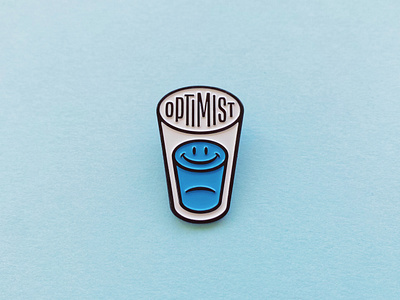 Optimist Enamel Pin enamel glass glass half full half full optimist optimistic pin smiley face