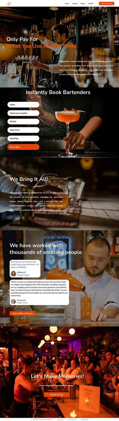 Hire Bartenders branding graphic design mockup ui ux