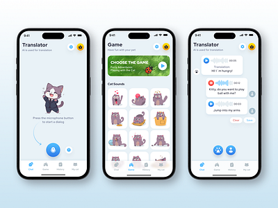 Cat translator App appdesign appstore app colorpalette creativedesign design design mobile graphic design illustration ios mobile mobileapp productdesign ui userexperience userinterface uxui