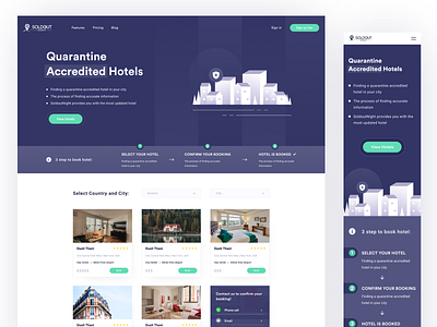 Quarantine Accredited Hotels 🩺 booking covid 19 design figma graphic hotels illustration interface mobile quarantine travel ui ux web