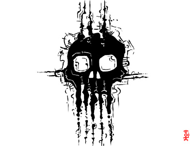 Skull of Chaos - t-shirt design artistic black and white design gothic horror illustration ink skeleton sketch skull t shirt