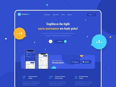 sorucevapp Homepage Design answer app app design chat colorful design education educational landing landingpage question ui ui design ux web web design website