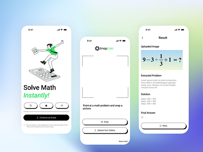 SnapCalc – Solve Math Instantly with a Snap! 3d animation appui calculator app design inspiration logo mobile app mobile app ui product design ui uiux