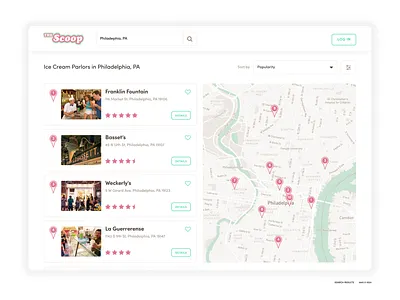 The Scoop branding graphic design location search logo mapping ui ux web app design webdesign website