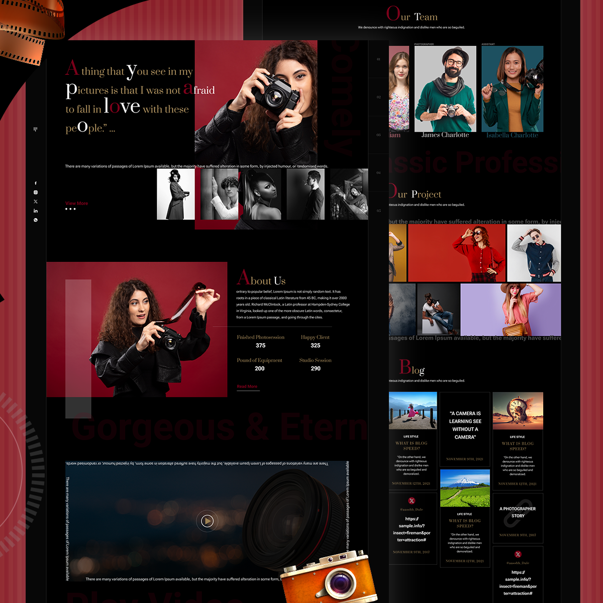 Photography Website Landing Page 3d animation app design branding design graphic design illustration landing page logo mobile app motion graphics photography photography page responsive design ui ux website landing page