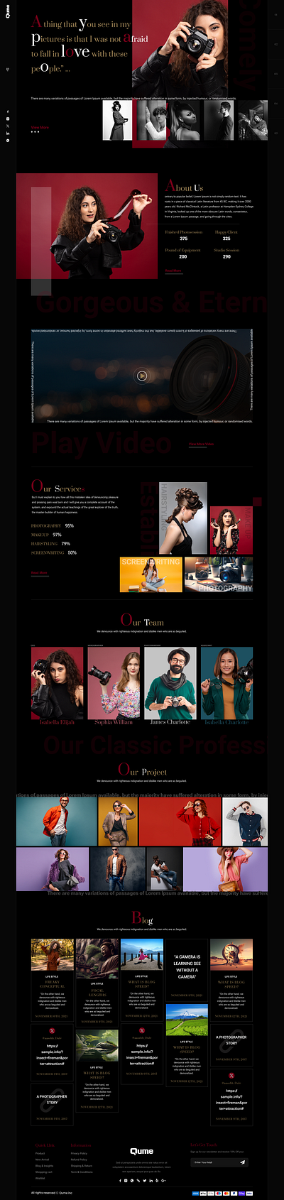 Photography Website Landing Page 3d animation app design branding design graphic design illustration landing page logo mobile app motion graphics photography photography page responsive design ui ux website landing page