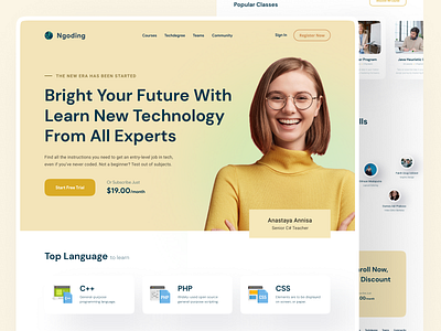 Ngoding - Learn Creative Skills clean course landing page ecourse landing page elegant homepage homepage design homepage ui inspiration landing page light minimal minimalist simple trend ui user interface visual design web design website website design