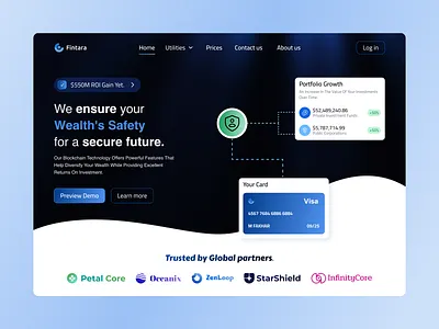 Fintara - Wealth Security Hub Web UI Design wealth growth solutions