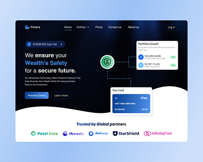 Fintara - Wealth Security Hub Web UI Design wealth growth solutions