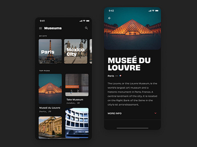 Meeu App app art dark ios museum ui ux