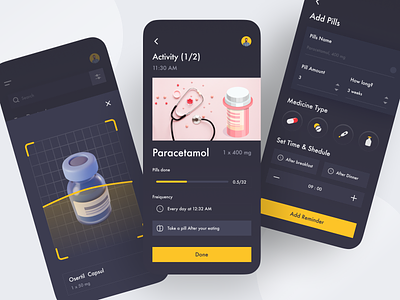 Healthcare Mobile app appdesign darkapp design doctor healthcare healthcare app medical medical app medicine mobile mobile design mobiledesign ui ux