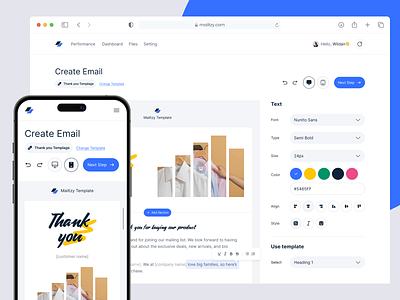 MailTzy - Email Template Creator align color create creator dashboard desktop edit edit image email form input line height mail performance responsive size template undo website wizzard