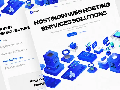 Hostingin - Cloud Hosting Landing Page clean cloud hosting cloud service design domain domain hosting hero section hosting hosting solution landing page pricing services web ui uidesign uiux ux web web design web hosting website