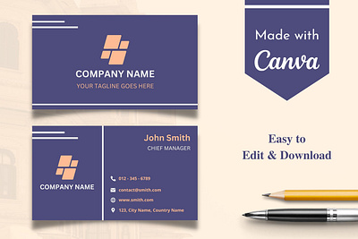 Pinkish Blue Business Card Template | Canva Template abstract attrac attractive biege blue business card canva company corporate design identity minimal modern orange purple skin template voilet