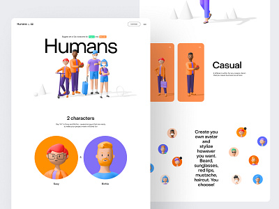 3d characters landing 3d 3d characters blender character colors illustration landing product design trending uiux website website builder
