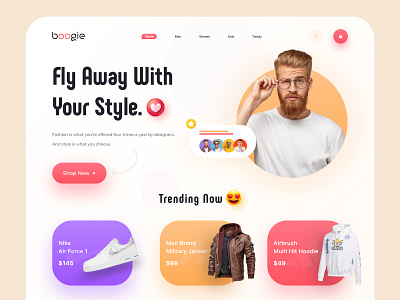 Boogie - E-commerce Website Header Exploration colorful ecommerce ecommerce design fashion fashion brand fashion design header exploration landing design landing page landingpage minimalism minimalist trendy ui ui design uidesign uiux webdesign website website design