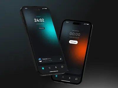 VPN Connection screen app blur connection cybersecurity glass ios location off on privacy protection security server shield state timer ui vpn