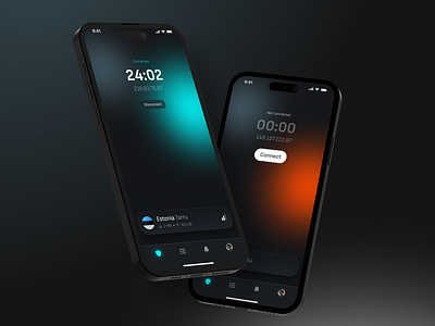 VPN Connection screen app blur connection cybersecurity glass ios location off on privacy protection security server shield state timer ui vpn
