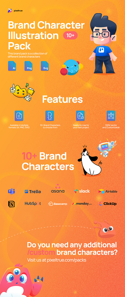 Brand Character Illustration Pack by Pixel True character illustration vector vector illustration