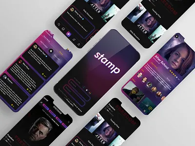 STAMP TV app broadcast graphic design mobile movie purple stamp tv ui ux