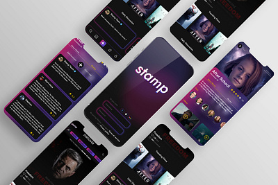 STAMP TV app broadcast graphic design mobile movie purple stamp tv ui ux