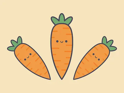 Cute Kawaii Carrots carrot cute flat food kawaii kawaii food orange pixel pixelart vector vegetable