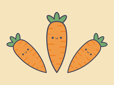 Cute Kawaii Carrots carrot cute flat food kawaii kawaii food orange pixel pixelart vector vegetable