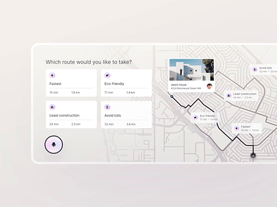 Car Dashboard Destination Route after effects animation car dashboard design interaction motion movement navigation route screen ui voice