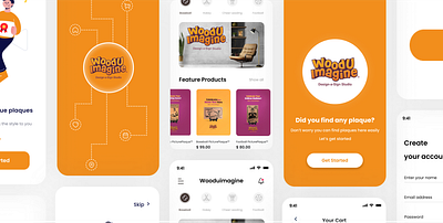 WoodUImagine Mobile App Design. branding graphic design ui