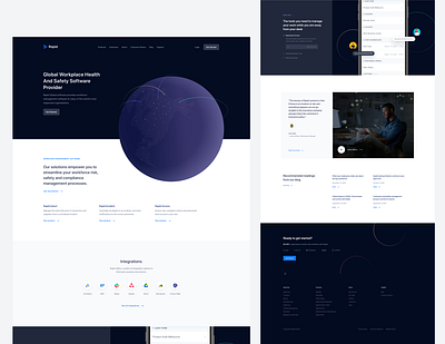 Rapid Global Landing Page Concepts access clean colors dark desktop globe globekit health induction landing page mobile purple safety security system training website workforce world