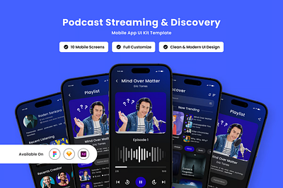 Tune In & Discover: Modern UI for a Podcast Streaming App 🎧✨ 3d animation branding graphic design logo motion graphics ui