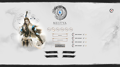 Nestya - Game User Interface ancient branding design fantasy game graphic design light medieval metin2 oriental rpg ui uiux warrior