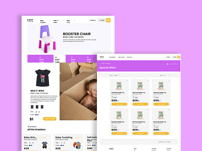 Baby Toys – Kids & Baby Care eCommerce UI Design 3d babycare branding ecommerce graphic design kidsstore minimalistui onlineshopping toystore ui uxdesign webdesign