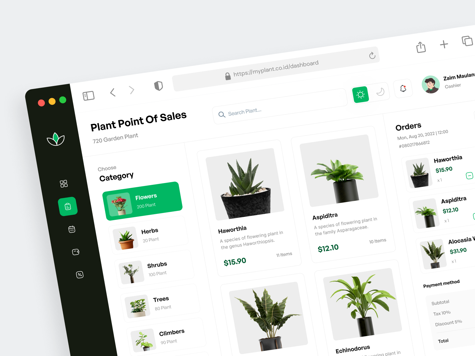 MyPlant Plant POS Dashboard by Zaim Maulana for Elux Space on Dribbble