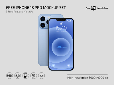 Free iPhone 13 Pro Mockup Set free freebie iphone iphone 13 iphone 13 pro mockup mockups psd template