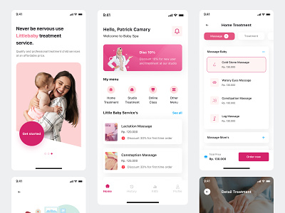 Littlebaby - Baby Spa Mobile Apps app design baby spa booking child childhood children concept design kids massage minimalist mobile mobile ui moms mother order parenthood parenting app service spa