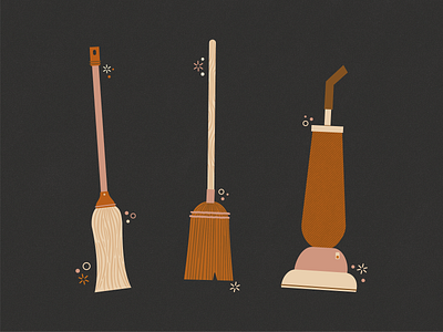 Broom & mop cartoon illustration | Sticker