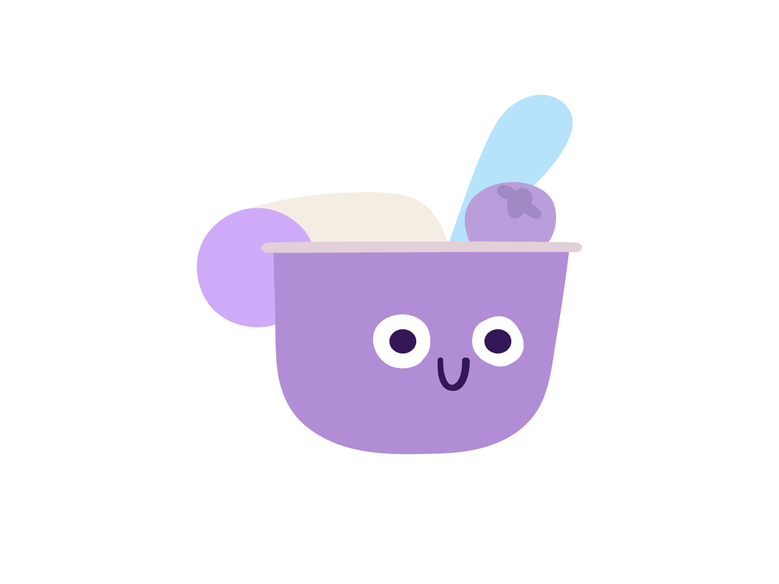 Blueberry yogurt blueberrry branding character child cute design flat food friend fun funny graphic design icon illustration logo mark milk smile symbol yogurt