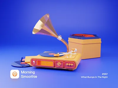 What Bumps In The Night 3d 3d art 3d artist 3d artwork 3d illustration blender blender3d diorama illustration isometric isometric design isometric illustration low poly music record record player vinyl vinyl cover vinyl record