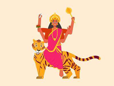 Goddess Durga celebration character design festival god graphic illustration india indian ui vector