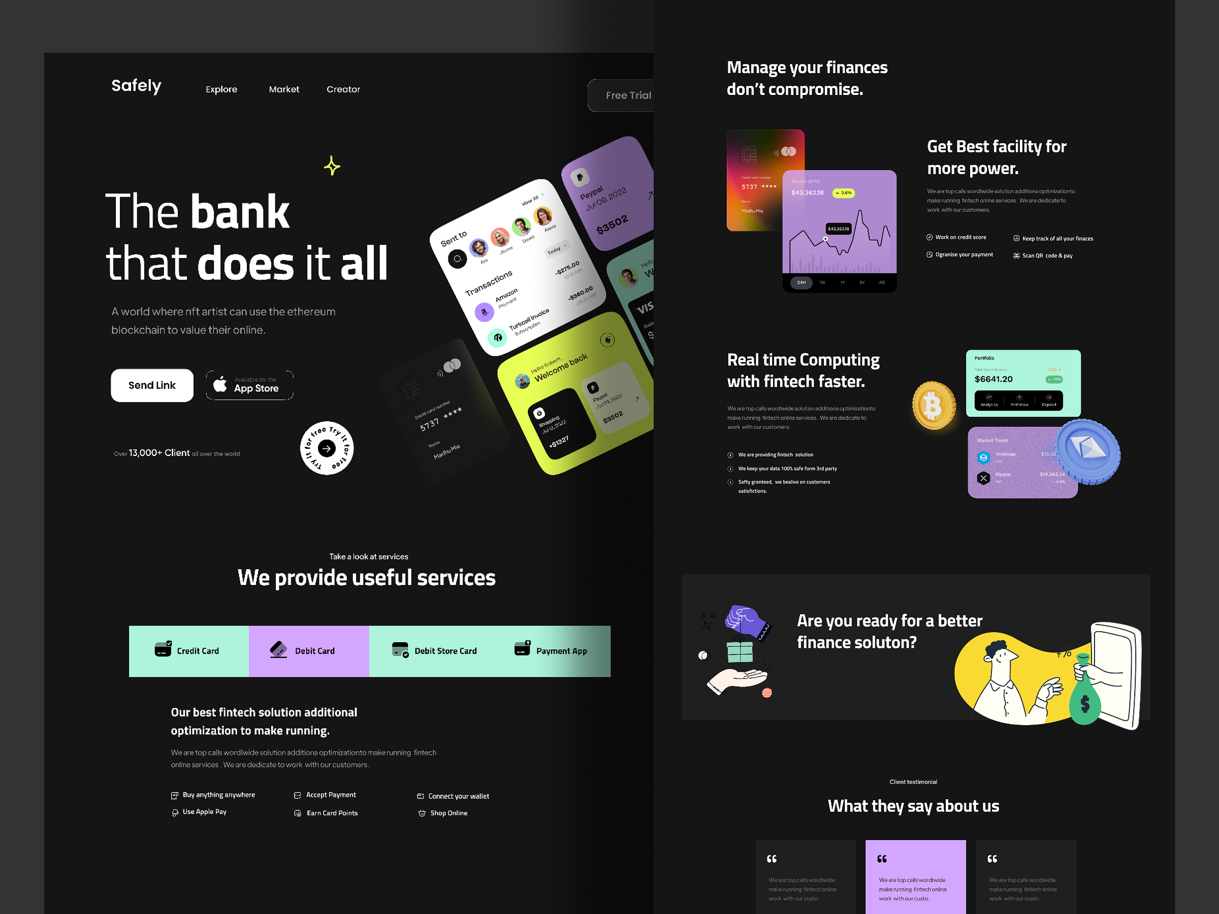 Fintech website home page: landing page Design by Madhu Mia on Dribbble