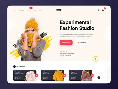 Clothing Shop Design clothing fashion header kahf landing page uidesign user interface design website design