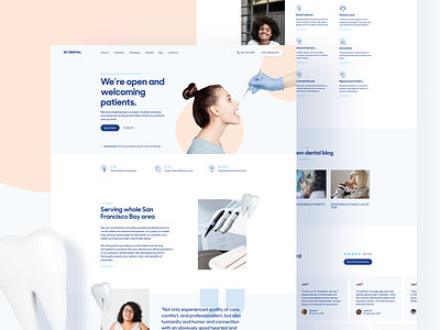 Thumbnail Desktop blue blue and white booking clean clinic dental dental care dental clinic dental website design dentist doctor flat homepage homepage ui hospital landingpage medical webdesign