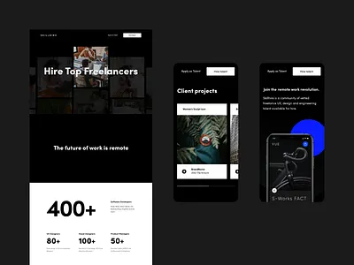 Skillhire - talent network webdesign app black clean dark freelance freelnacers talent network ui ux web