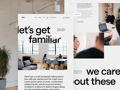 About page creative studio about agency creative design landing layout minimal page portfolio studio typography ui ux web